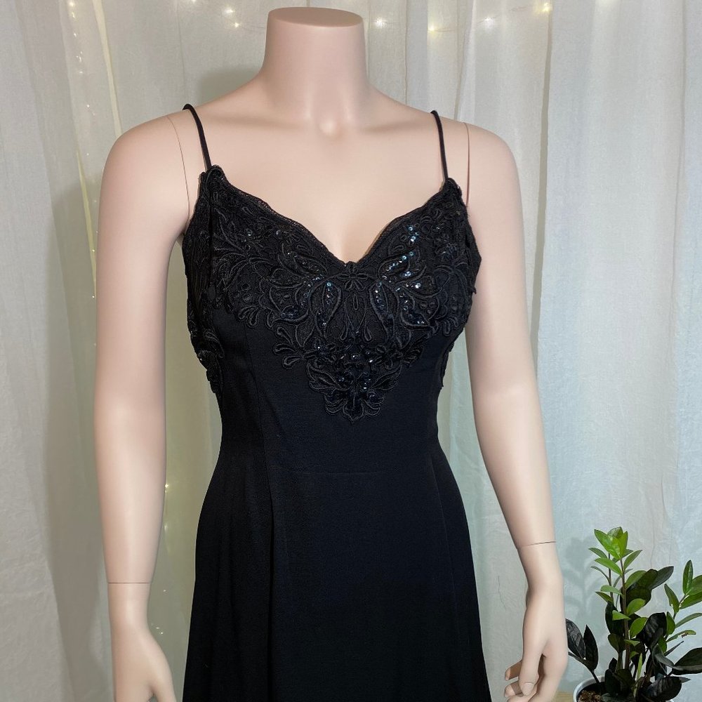 Beaded Black Vintage Fit and Flare Dress
